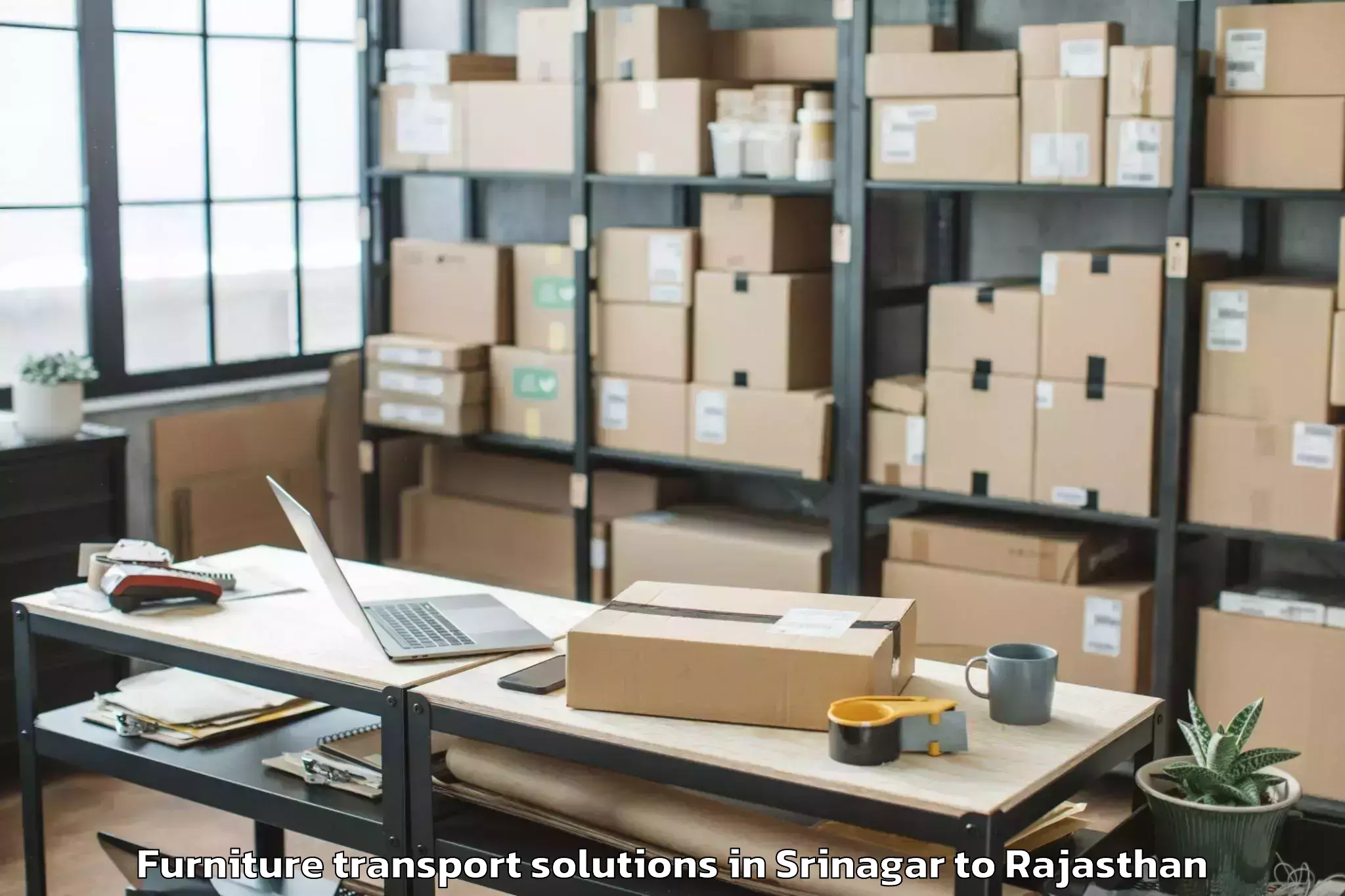 Quality Srinagar to Jodhpur Furniture Transport Solutions